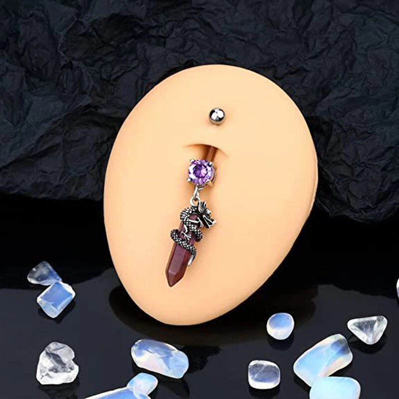 Belly Bars Navel Rings Crystal Healing Gemstone Belly Button Bar Body Jewellery - Изображение 2 из 4