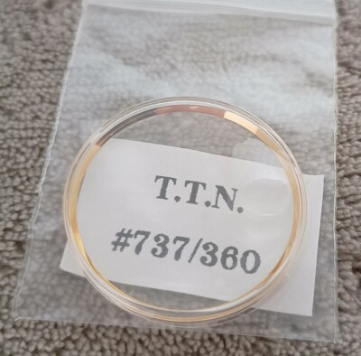 NEW ACRYLIC CRYSTAL WITH GOLD TENSION RING FOR TITONI COSMO KING GENT SIZE WATCH