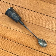 1920's NAPIER SILVER PLATE VALVE JIGGER BAR SPOON -  ART DECO, ANTIQUE, VINTAGE