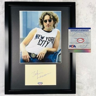No Reserve PSA John Lennon Signed Photo Cut The Beatles Autograph MINT