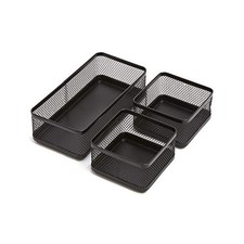 Mesh Collection Desk Drawer Organizer Tray 3 Compartment - Stackable, Matte