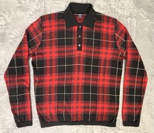 Vintage Burberry London Mens Plaid Collared Golf Sweater Xtra Fine Merino Size M