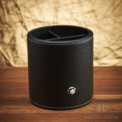 Montblanc Desk Accessories Pen Holder Round Leather Black Stifthalter ID 133163