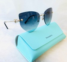 New AUTHENT Tiffany & Co Sunglasses TF3096 6202/9S  HardWear gold Blue eye wear