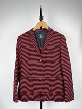 Luxury 00s Bogner Navy Red Striped Stretch Blazer EU 40 M/L