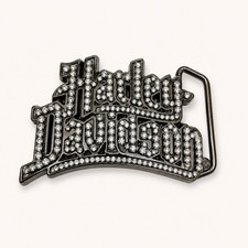 Vintage Y2K Harley Davidson Womens Belt Buckle Rhinestone Bling Gunmetal Moto