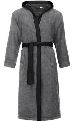Herren Frottee Bademantel aus 100% Baumwolle LA40190 Dunkelgrau12/Schwarz30, S