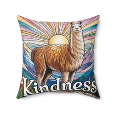 Inspirational LLama Throw Pillow – Stained Glass Mosaic Cushion |  Spirit Gift