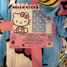 HELLO KITTY PLUSH BLUE BLANKET TWIN XL 60IN. X 96IN. NEW
