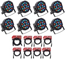  8 Rockville RockPAR50 LED RGB Compact Par Can DJ/Club DMX Wash Lights Cables