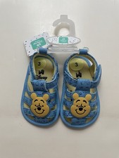 Disney Winnie the Pooh Blue/Yellow Baby Sandals Size 3 Honey Bees Prints New