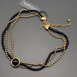 Authentic Mod Modern Trifari Black & Gold plated Beads Festoon Choker Necklace