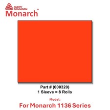 Genuine Monarch 1136 Fluorescent Red Labels 8 Rolls-Authorized Dealer 000320