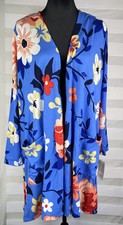 Lularoe Caroline Blue Open Front Cardigan Floral Duster Sweater XL NWT
