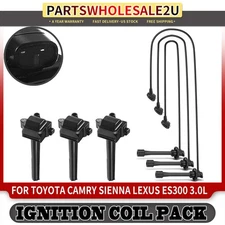 3x Ignition Coils & 3x Spark Plug Wires for Toyota Sienna Camry Lexus ES300 3.0L