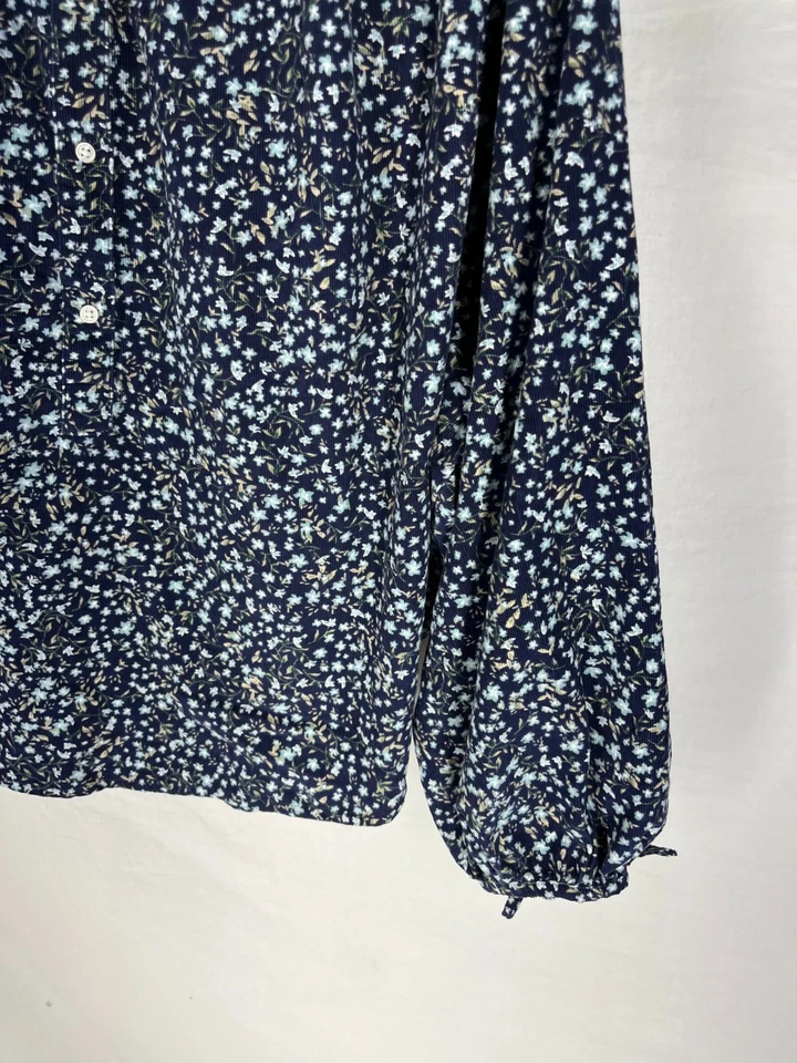 Camisa OLD NAVY M Azul Floral Popover Pana Bloomcore Delicado Cottagecore Top Foto 2 de 4