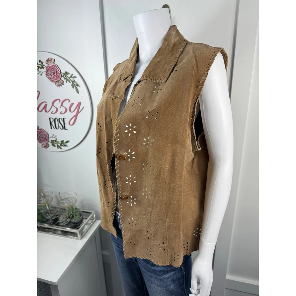 Hermoso chaleco de cuero Coldwater Creek XL Foto 2 de 4