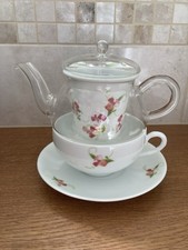 Japanese Porcelain Tea For One By Tokyo Ceramics - Flower Pattern porcelain