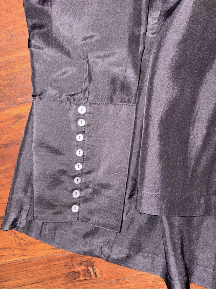 $168 BLUSA DE SEDA MANGA LARGA FREE PEOPLE L LIVE TO TELL NUEVA CON ETIQUETAS EN NEGRO Foto 2 de 4