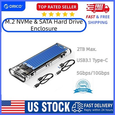 ORICO M.2 NVMe & SATA Hard Drive Enclosure USB 3.1 Gen 2 10Gbps Type-C SSD Cases