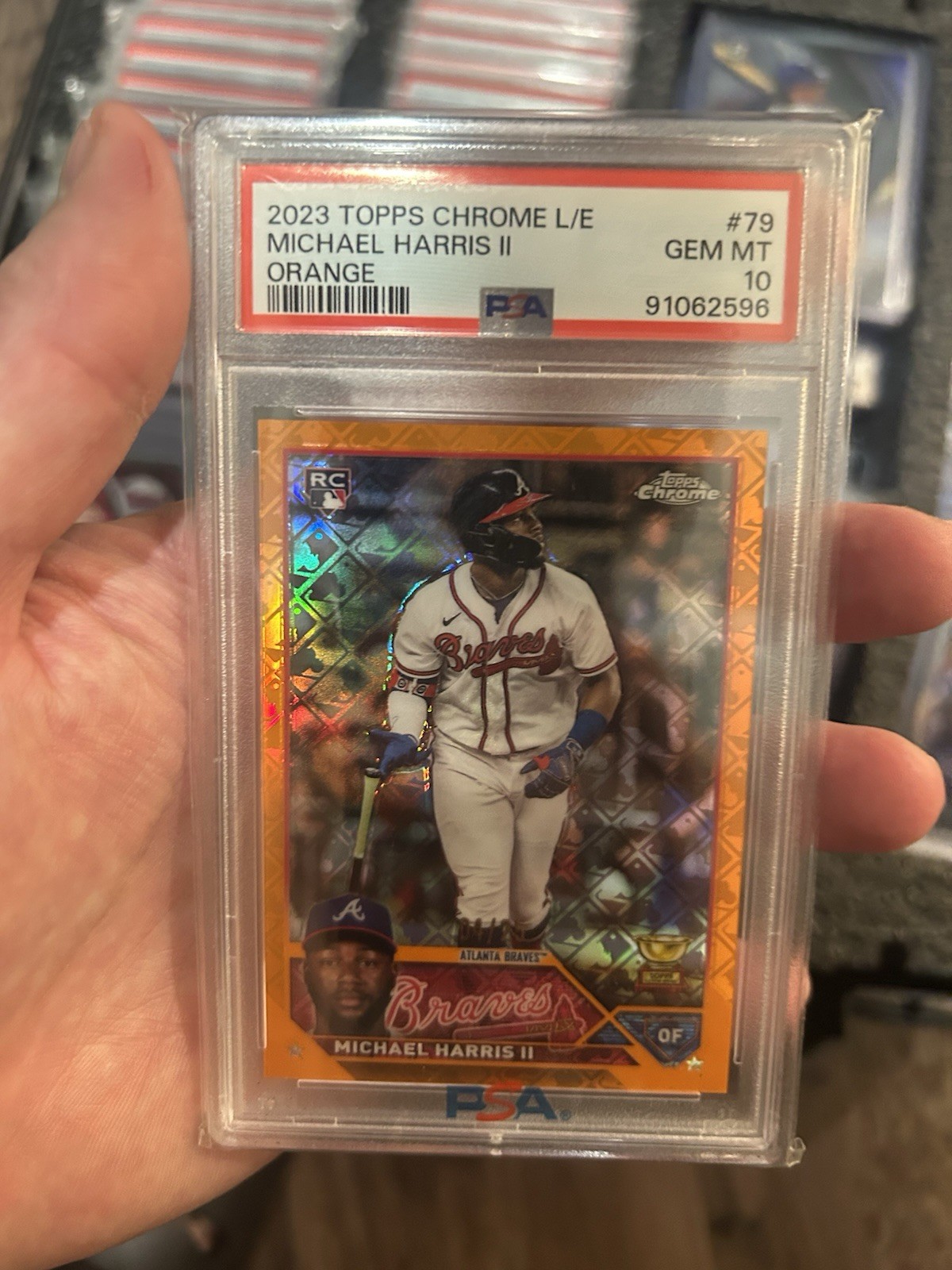 2023 Topps Chrome Logofractor - Michael Harris II -Orange Refractor /25 - PSA 10