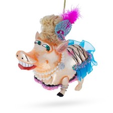 Fashion-Forward Pig Blown Glass Ornament