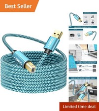 Durable 20ft USB 2.0 Printer Cable - Tangle-Free, Type A to B Male Connection