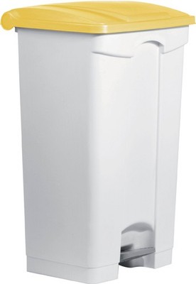 helit Tret-Abfalleimer ''the step'' 90 Liter weiß/gelb