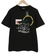 Diesel T-Just-B60 Men's S BLACK Short Sleeve Round Neck Shirt Patterned