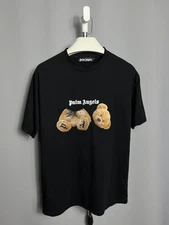 palm angels bear black t-shirt print cotton mens Sz L