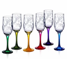 Рrimavera Rainbow Wine Glasses Set of 6 in Gift Box [6 x 7 fl oz]