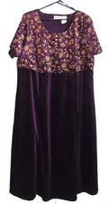 Caroline Wells II Collection PURPLE & GOLD Velour ELEGANT DRESS 20