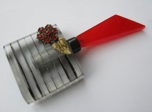 Antique Art Deco Perspex & Glass Perfume Scent Bottle + Stopper Black & Red - Picture 7 of 21