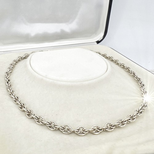 Collana da donna in argento 925 girocollo catena vintage collier a simil torchon - Foto 1 di 10