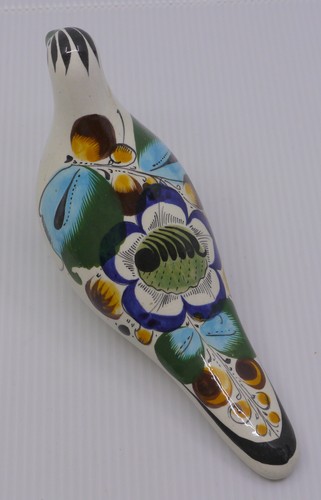 VINTAGE TONALA MEXICO HAND PAINTED FOLK ART POTTERY BIRD, DOVE - Picture 2 of 6
