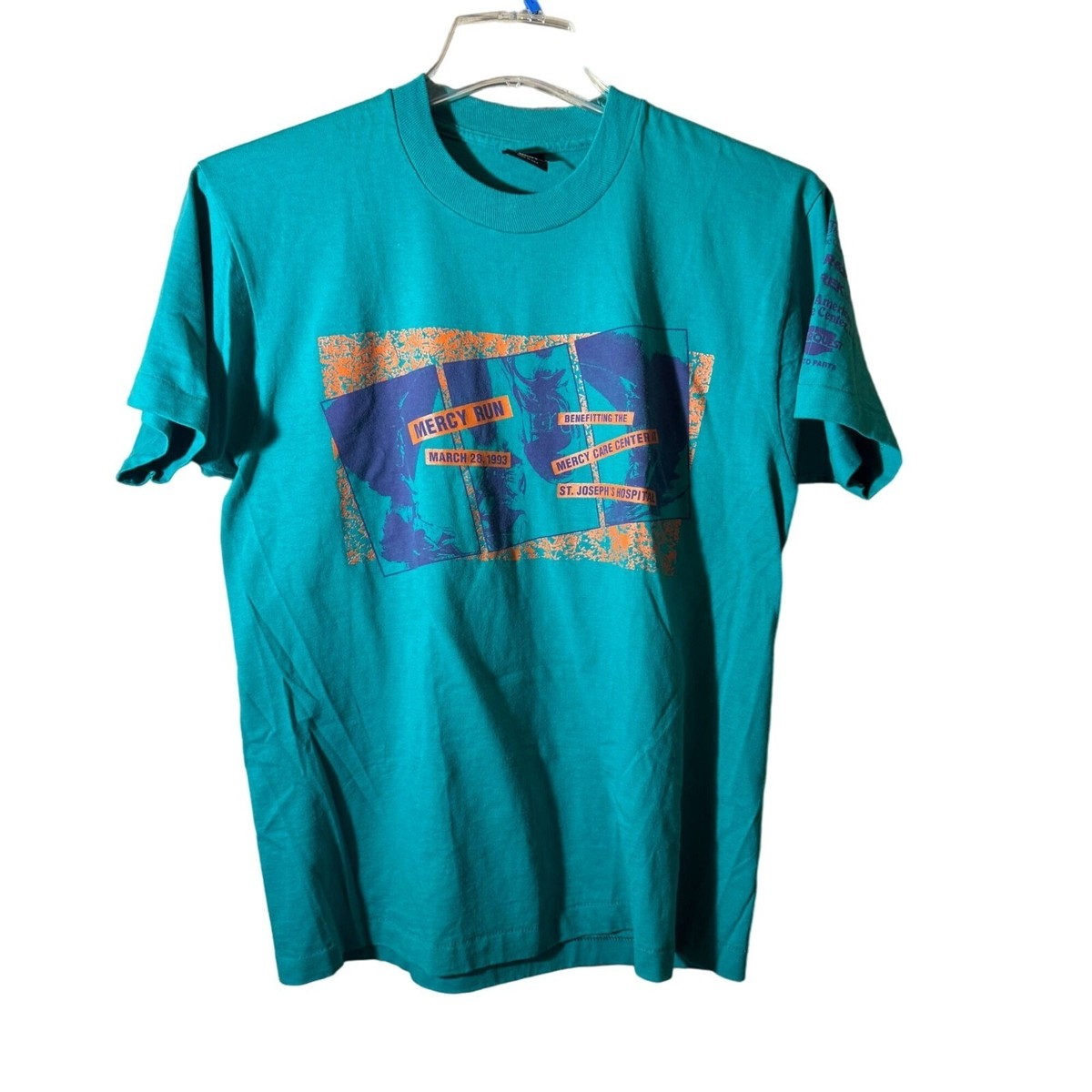 Vintage 90s Screen Stars Best Mercy Running Marathon Graphic Tee L 