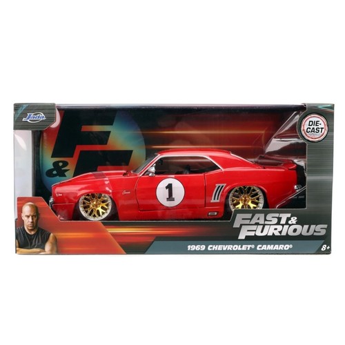 Jada 1:24 Fast & Furious 1969 Chevrolet Camaro #1 Red with white - Diecast Car - Picture 2 of 9