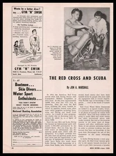 1958 Gym N Swim Los Angeles Hairy Chested Muscle Man Skin Diver Cartoon Print Ad