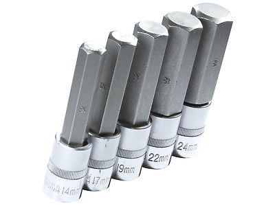 5-tlg Innensechskant 1/2'' Stecknuss 14mm 17mm 19mm 22mm 24mm Für Inbus Schraube
