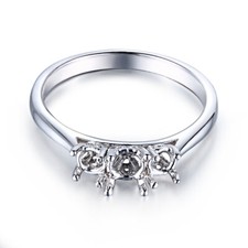 Solid 14k White Gold Round 4mm to 4.75mm  3mm to 3.6mm Fashion Engagement Ring