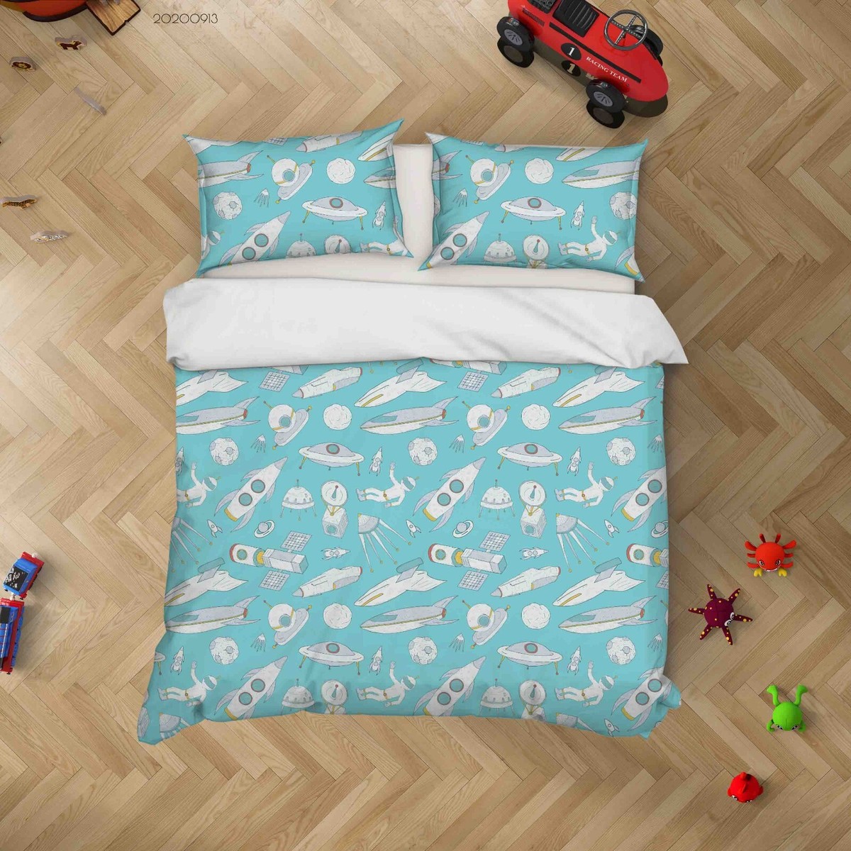 3D Space Rocket Astronaut Kids Quilt Cover Set Duvet Cover Bedding  Pillowcases