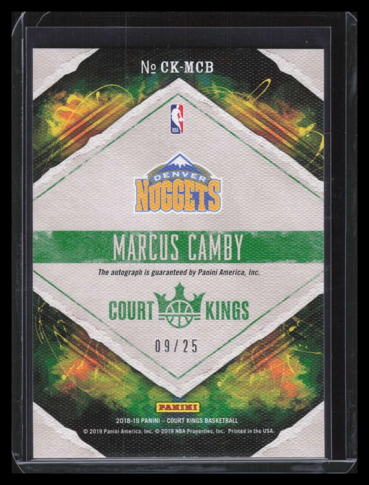 2018-19 Court Kings Autographs Sapphire 25 Marcus Camby Auto 9/25 - Image 2 of 2