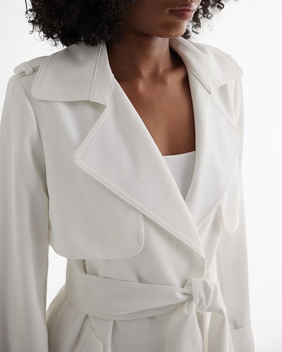 NEW EXPRESS $248 WHITE BELTED TRENCH COAT SZ L LARGE - Picture 3 of 3