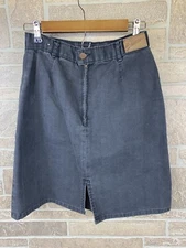 Vintage Sostanza Black Denim Skirt Western Style Womens USA Made Size 9