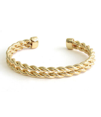 Open Double Twisted Bangle Gold