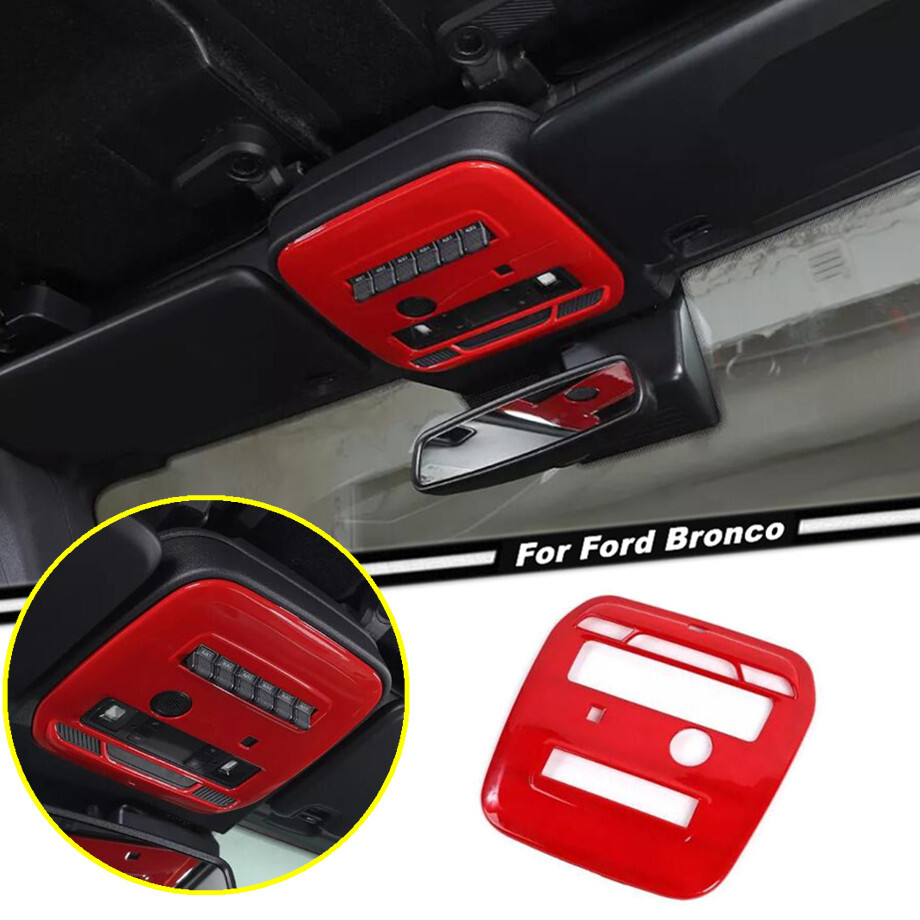 For 2021-2024 Ford Bronco ABS Red Car Roof Front Reading Lamp Light Cover Trim