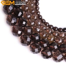 Natural AAA Smoky Quartz Crystal Loose Beads Jewelry Making Strand 15" Faceted