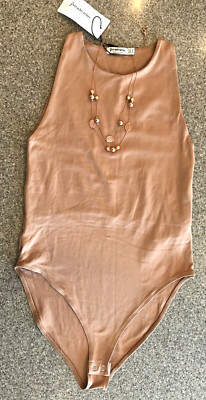 STRADIVARIOUS ~ New! Camel Tan Sleeveless Bodysuit Tank Top NWT Sz M