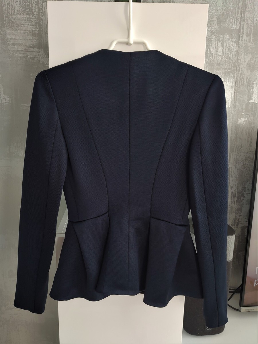 Christian Dior Peplum Blazer Viscose Collarless Suit Jacket