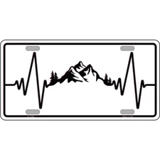 MINI Size 4"x2.2" License Plate Metal Sign for Home Mountains Heart Beat